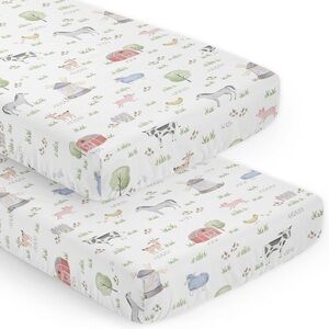 Sweet Jojo Designs Farm Animals Baby Fitted Crib Sheet Set w/ Carrying Bag
